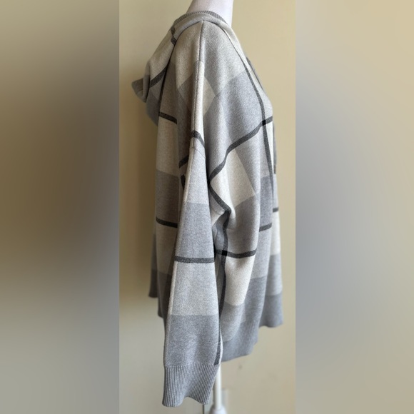 RACHEL RACHEL ROY HOODED GRAY PLAID KNIT SWEATER SZ 2X - Picture 8 of 12